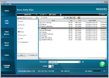 Burn Data Disc project window