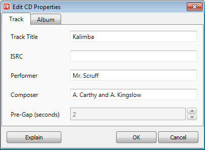 Edit CD Properties window