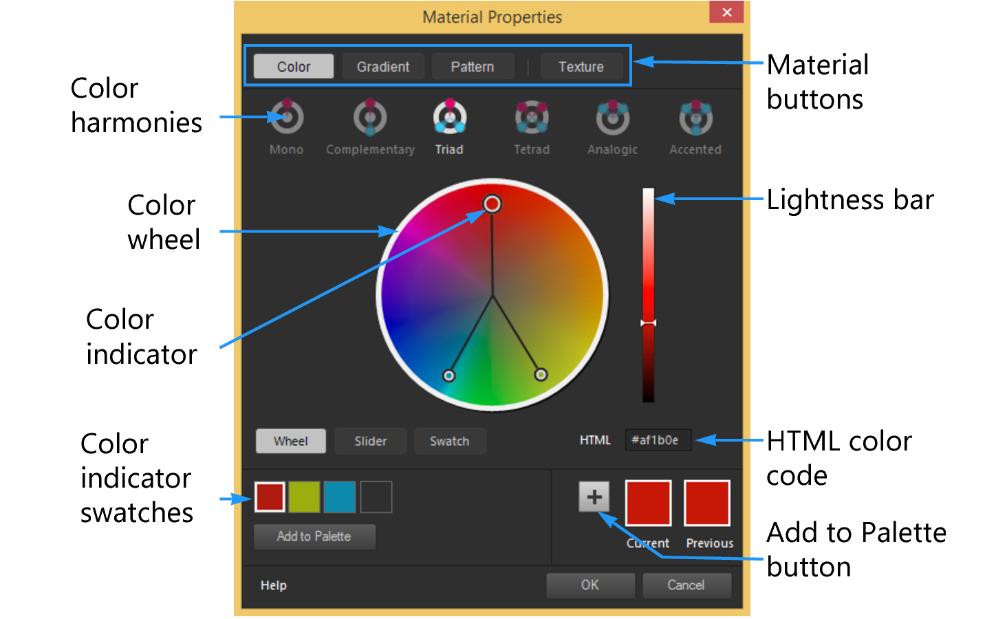 Corel Pro Help Choosing colors in the Material Properties